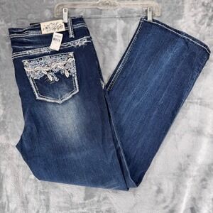 Grace in LA Women's Embellished Bootcut Jeans Dark Wash Size 11
